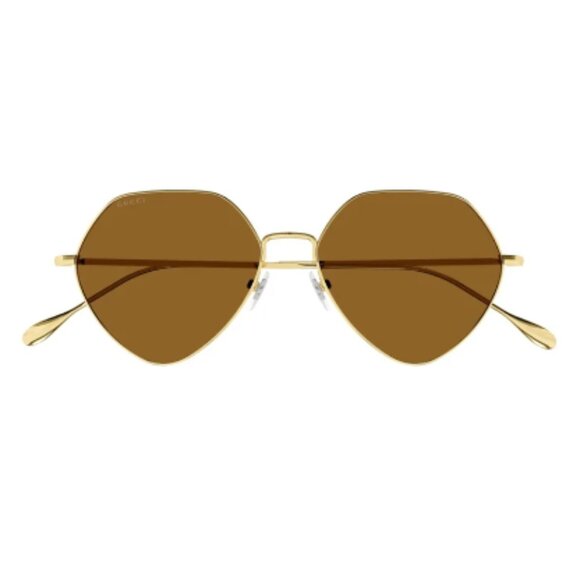 NEW GUCCI GG1182S 002 GOLD BROWN METAL FRAME WOMEN SUNGLASSES GUCCI - Picture 1 of 5